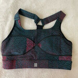 Sweaty Betty Sports Bra Womens XS Teal/Red Stripe Power Medium Impact Wireless